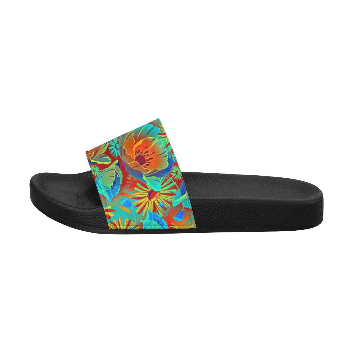 bright tropical floral Women's Slide Sandals (Model 057)