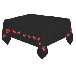 Las Vegas Craps Dice on Black Cotton Linen Tablecloth 60"x 84"