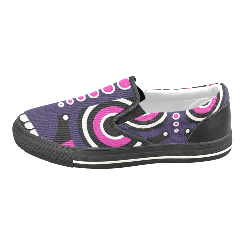 Pink Purple Tiki Tribal Slip-on Canvas Shoes for Kid (Model 019)