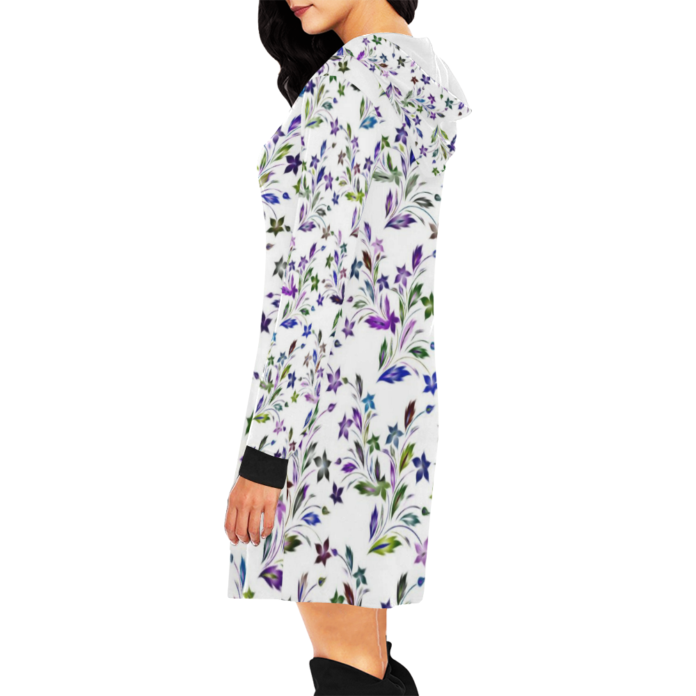 Vivid floral pattern 4182A by FeelGood All Over Print Hoodie Mini Dress (Model H27)