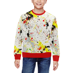 Yellow & Black Paint Splatter All Over Print Crewneck Sweatshirt for Kids (Model H29)
