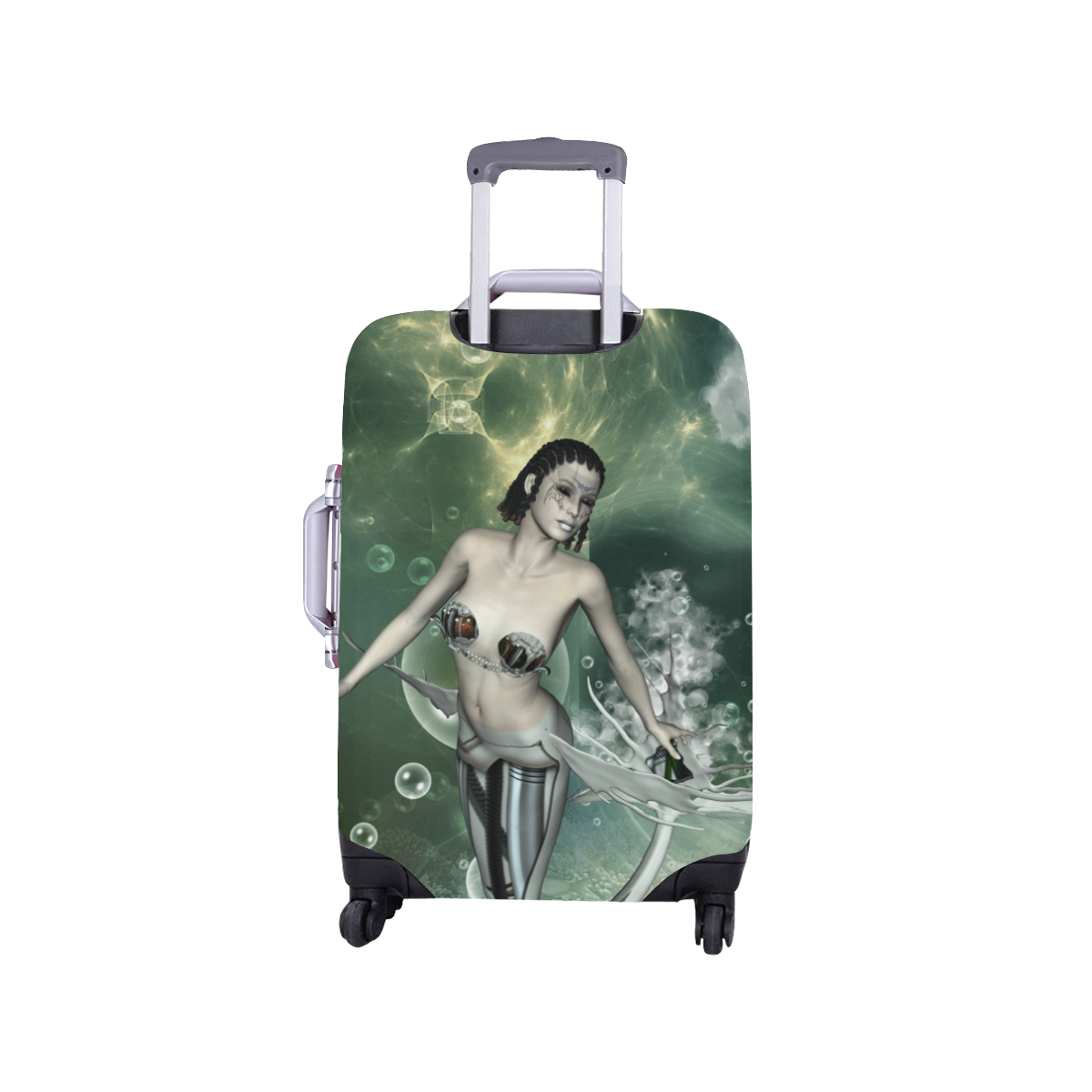 Awesome mermaid in the deep ocean Luggage Cover/Small 18"-21"