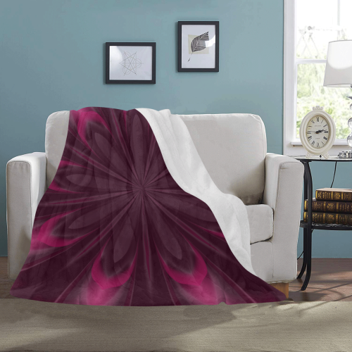 Fuchsia Pink Satin Shadows Fractal 2 Ultra-Soft Micro Fleece Blanket 50"x60"