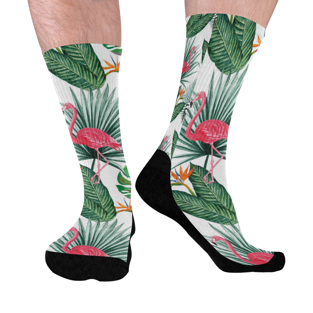 Awesome  Flamingo Mid-Calf Socks (Black Sole)