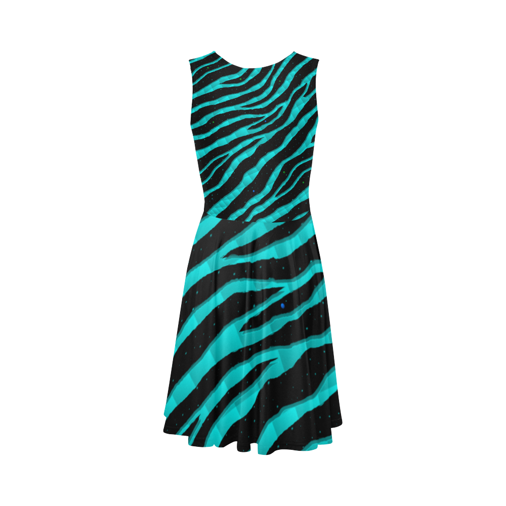 Ripped SpaceTime Stripes - Cyan Sleeveless Ice Skater Dress (D19)