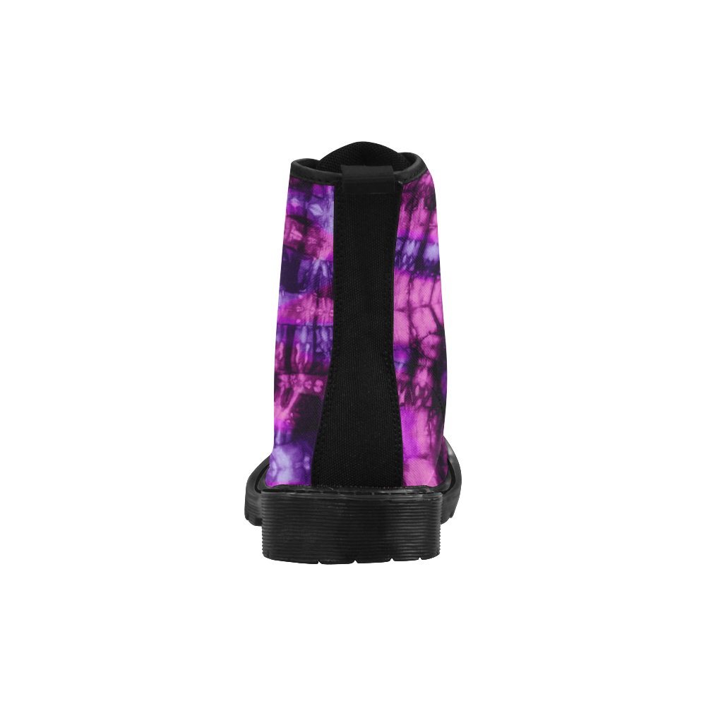 Pink N Purple Shibori Tie Dye Martin Boots for Women (Black) (Model 1203H)