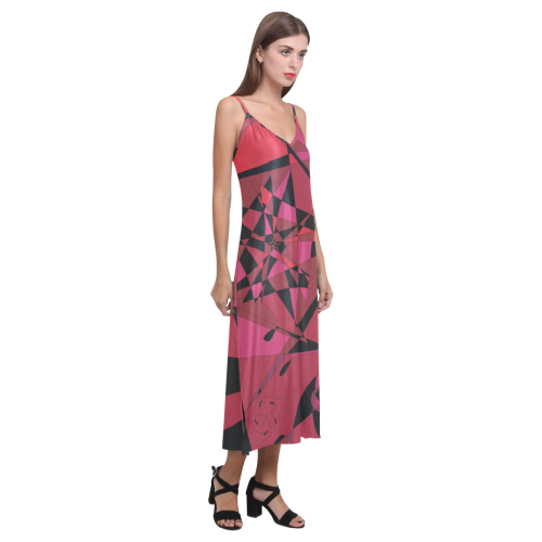 Abstract #8 S 2020 V-Neck Open Fork Long Dress(Model D18)