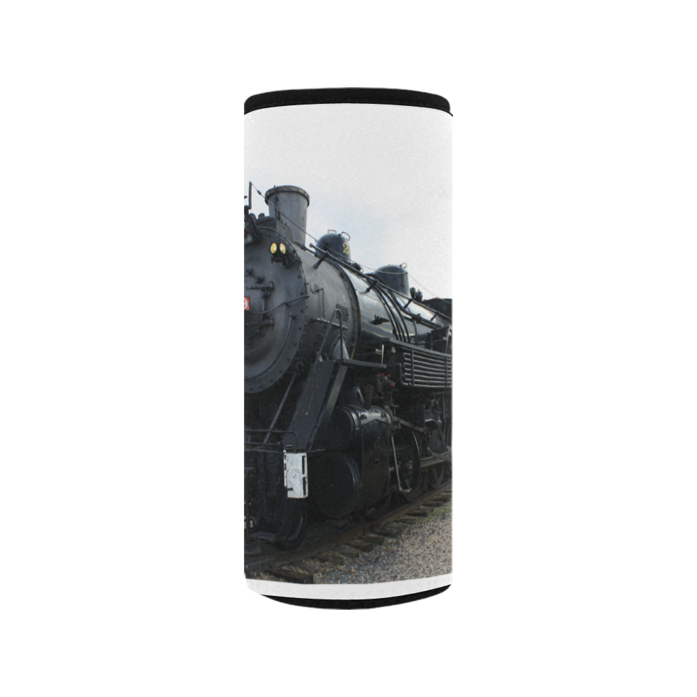 Railroad Vintage Steam Engine on Train Tracks Neoprene Water Bottle Pouch/Medium