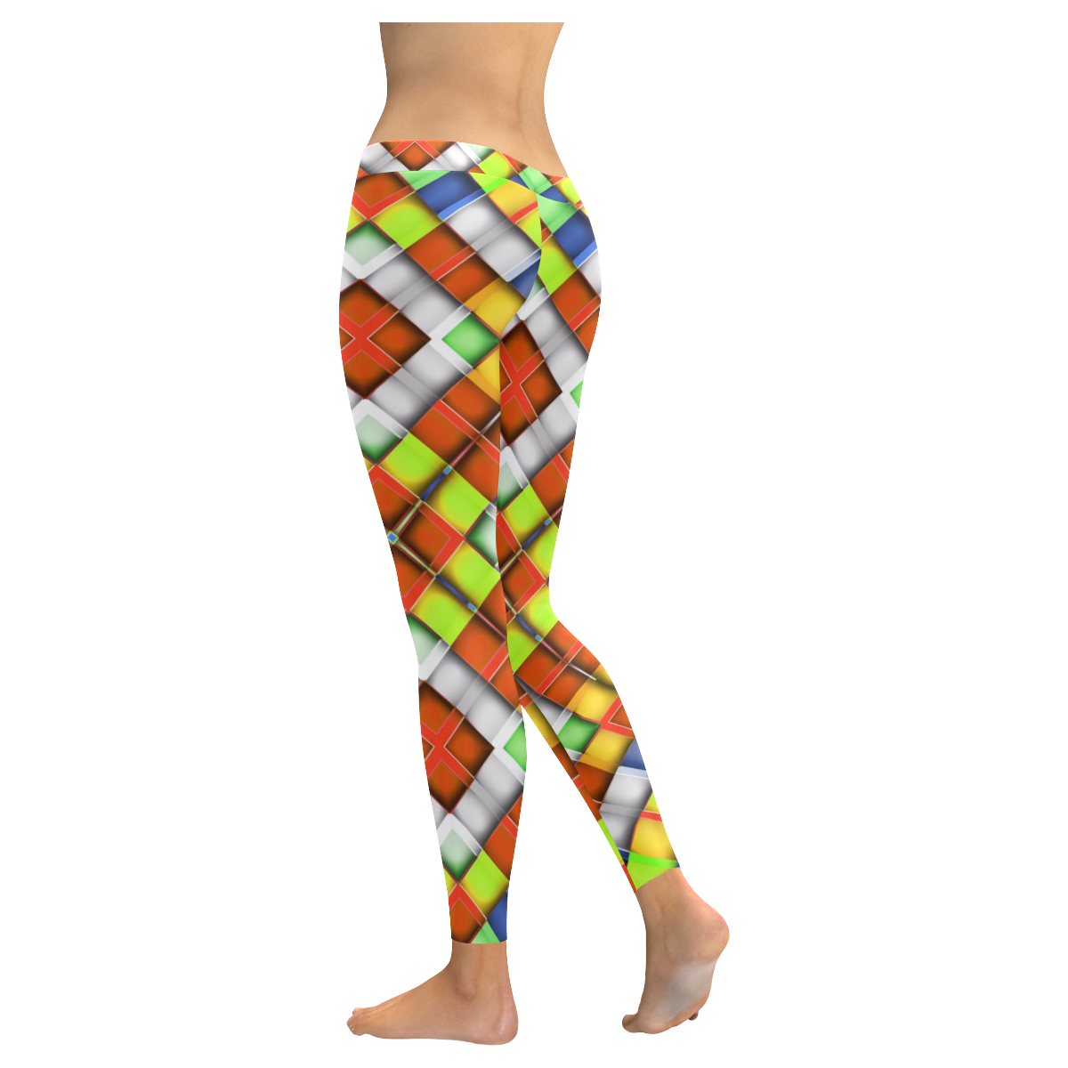 colorful geometric pattern Women's Low Rise Leggings (Invisible Stitch) (Model L05)