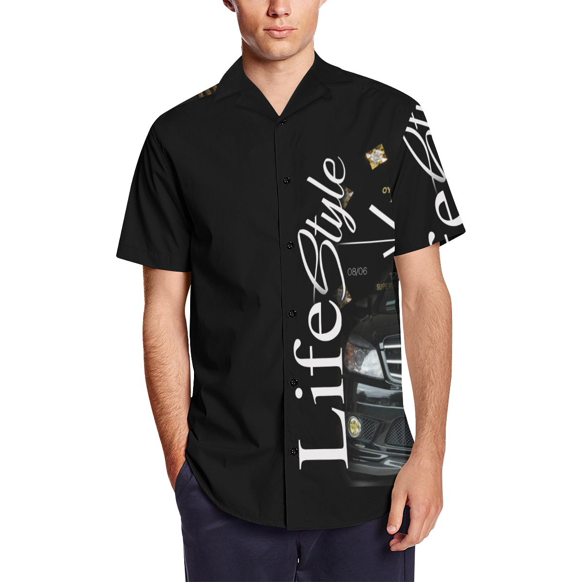 Lifestyle Mens Men's Short Sleeve Shirt with Lapel Collar (Model T54)