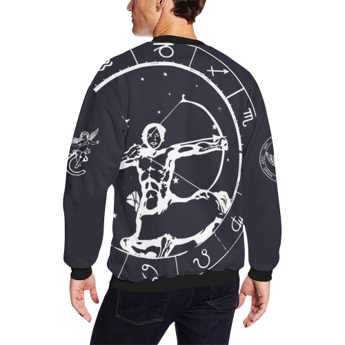 Sagittarius Dark Men's Oversized Fleece Crew Sweatshirt/Large Size(Model H18)