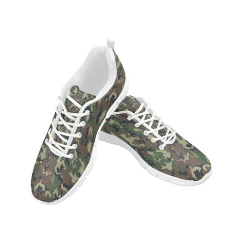 Woodland Forest Green Camouflage Men's Breathable Running Shoes (Model 055)