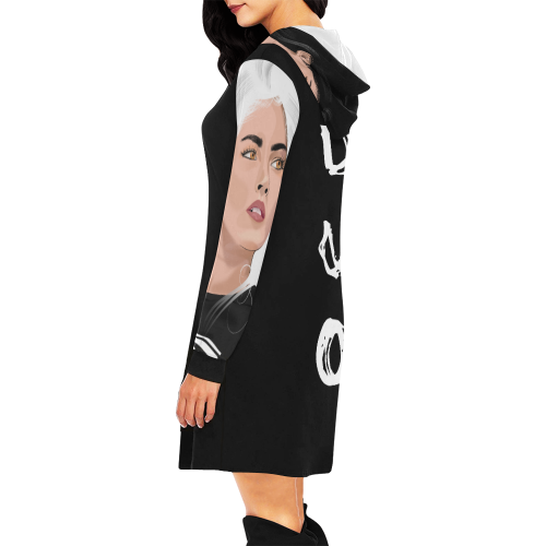 Devanie DUO All Over Print Hoodie Mini Dress (Model H27)