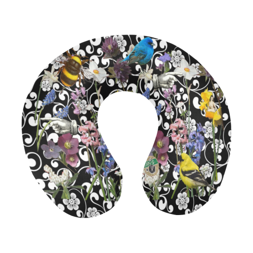 Birds and Bees in the Nature Garden U-Shape Travel Pillow