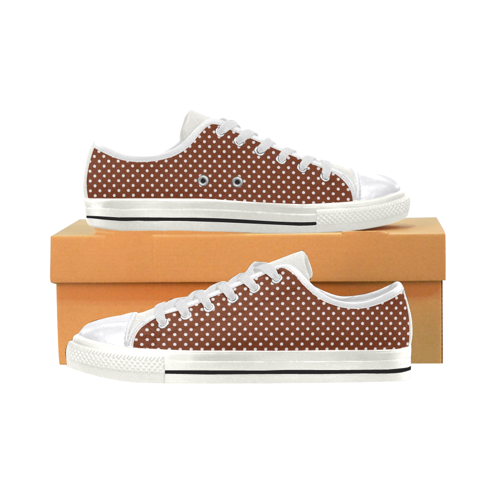 Brown polka dots Women's Classic Canvas Shoes (Model 018)