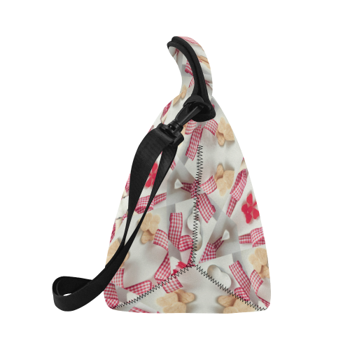 Love and Romance Gingham and Heart Shapped Cookies Neoprene Lunch Bag/Large (Model 1669)