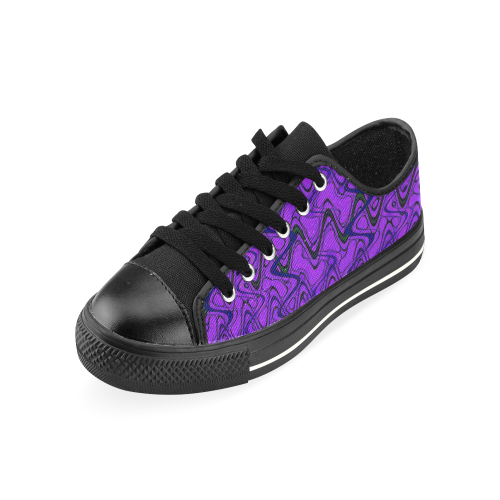 Purple and Black Waves pattern design Canvas Women's Shoes/Large Size (Model 018)