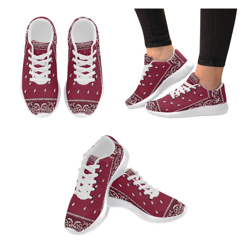 Burgundy Bandana Men-White Men’s Running Shoes (Model 020)