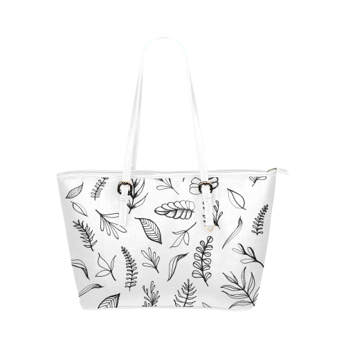 DANCING LEAVES Leather Tote Bag/Small (Model 1651)