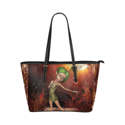 Cute little fairy Leather Tote Bag/Small (Model 1651)