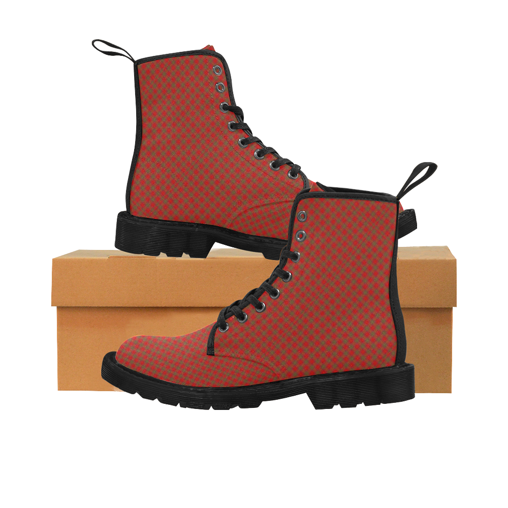 Plaid Tartan Red Martin Boots for Women (Black) (Model 1203H)