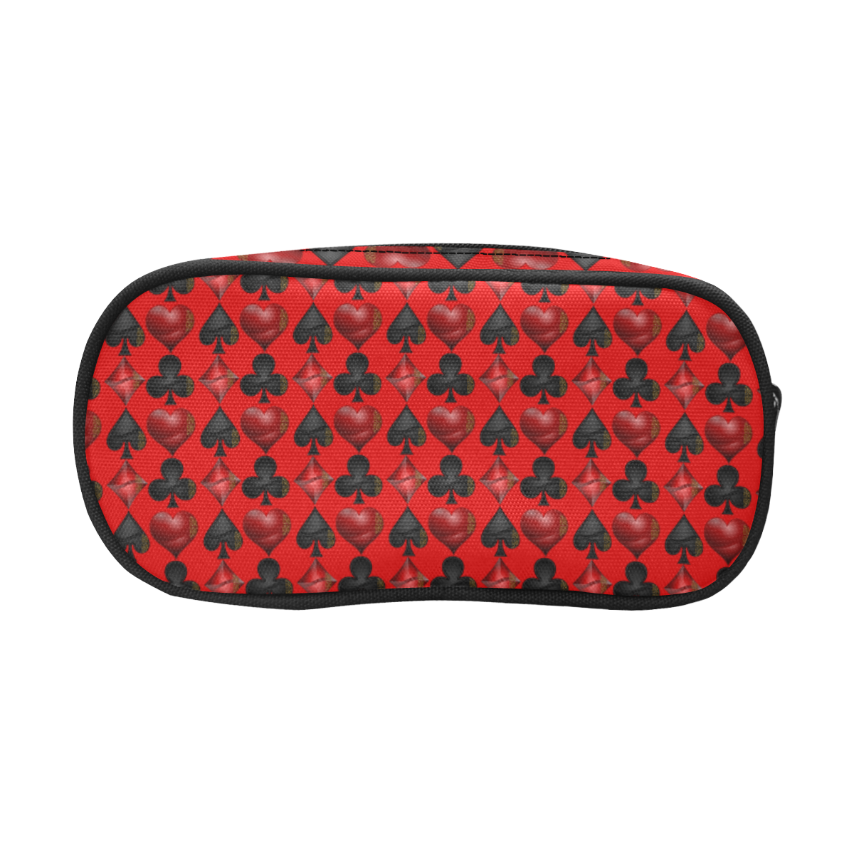 Black and Red Casino Poker Card Shapes on Red Pencil Pouch/Large (Model 1680)