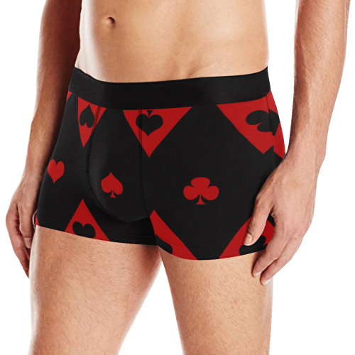 Las Vegas Black Red Play Card Shapes Men's Boxer Briefs with Merged Design (Model  L10)