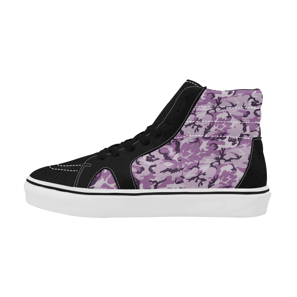 Woodland Pink Purple Camouflage Women's High Top Skateboarding Shoes/Large (Model E001-1)