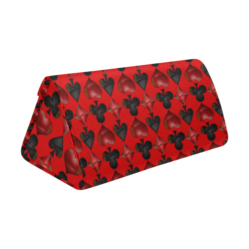 Las Vegas Black and Red Casino Poker Card Shapes on Red Custom Foldable Glasses Case