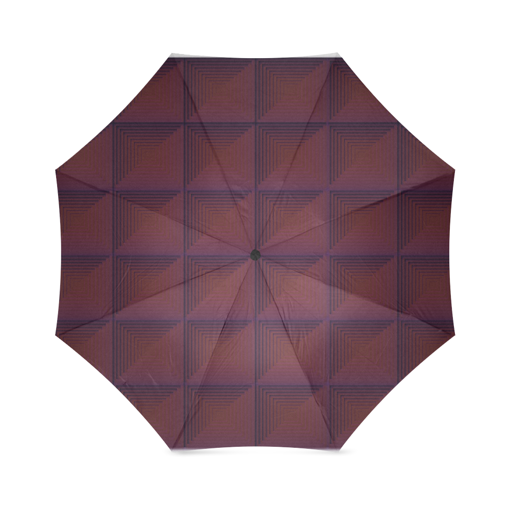 Copper brown multicolored multiple squares Foldable Umbrella (Model U01)