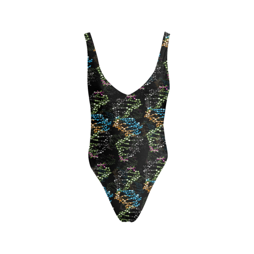 DNA pattern - Biology - Scientist Sexy Low Back One-Piece Swimsuit (Model S09)