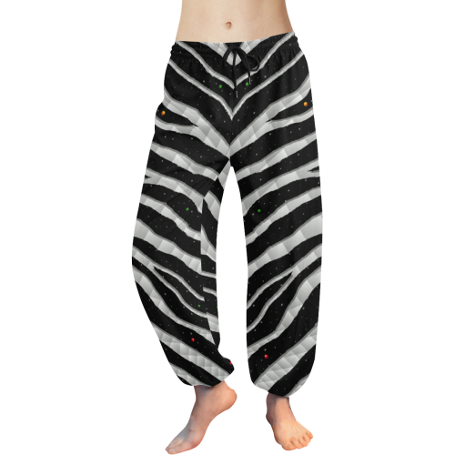 Ripped SpaceTime Stripes - White Women's All Over Print Harem Pants (Model L18)