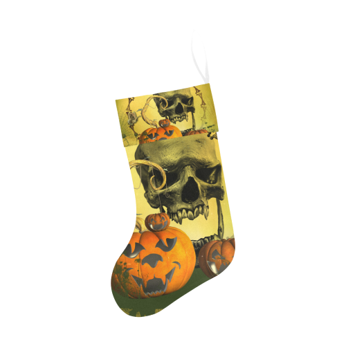 Halloween, funny pumpkins with skull Christmas Stocking