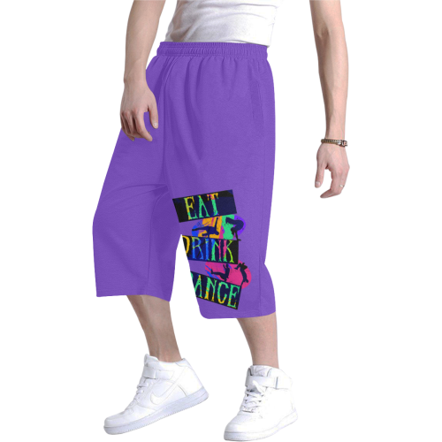 Break Dancing Colorful on Purple Men's All Over Print Baggy Shorts (Model L37)