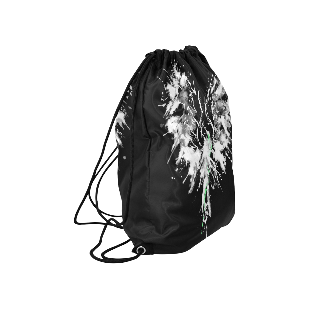 Phoenix - Abstract Painting Bird White 1 Large Drawstring Bag Model 1604 (Twin Sides)  16.5"(W) * 19.3"(H)