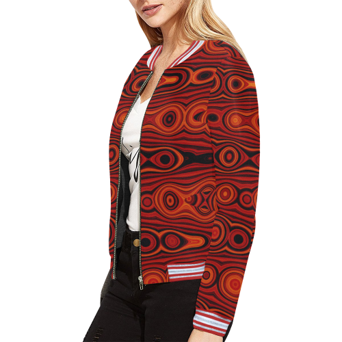 Brown Abstract Pattern All Over Print Bomber Jacket for Women (Model H21)