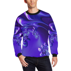 Blue Lupine Flowers Fractal Abstract All Over Print Crewneck Sweatshirt for Men/Large (Model H18)