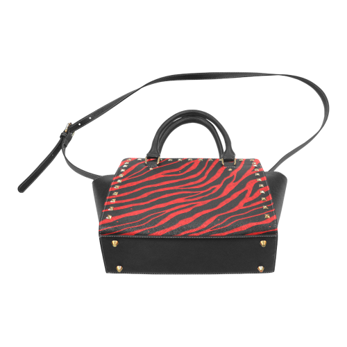 Ripped SpaceTime Stripes - Red Rivet Shoulder Handbag (Model 1645)