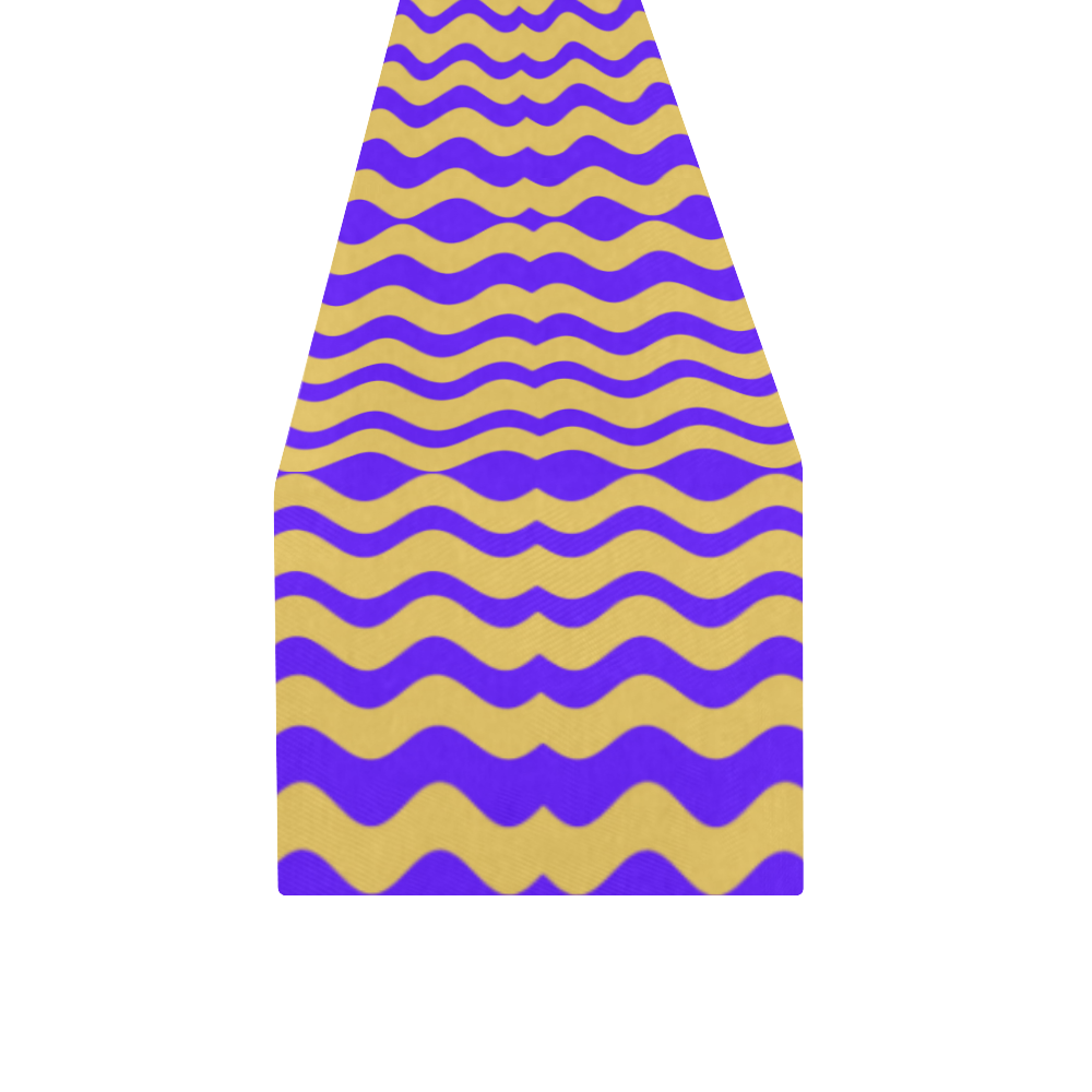Purple Yellow Modern  Waves Lines Table Runner 14x72 inch