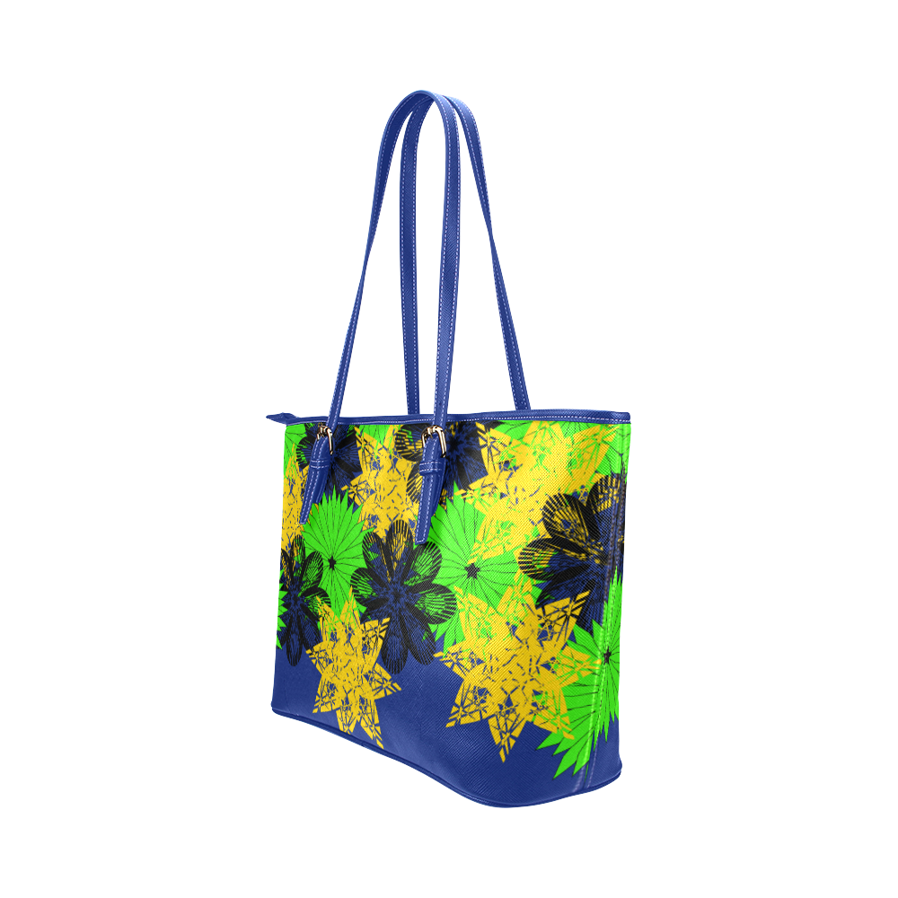 abstract bouquet Leather Tote Bag/Small (Model 1651)