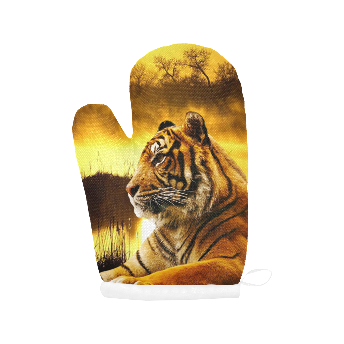 Tiger and Sunset Oven Mitt (Two Pieces)
