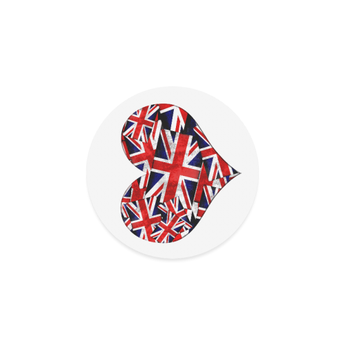 Union Jack British UK Flag Heart Round Coaster