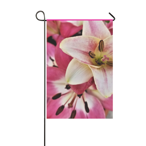 Pink Lilies Garden Flag 12‘’x18‘’（Without Flagpole）