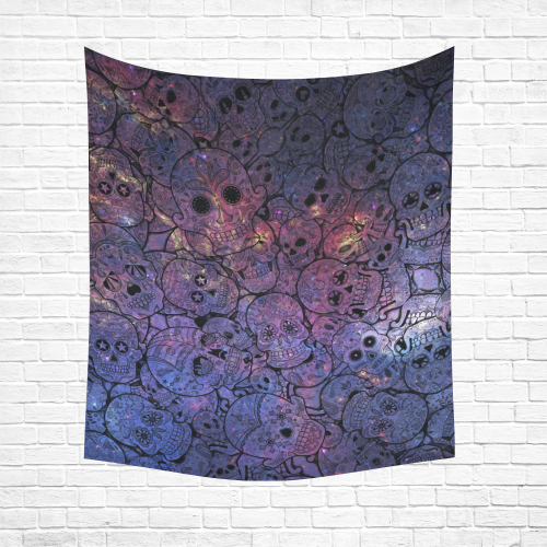 Cosmic Sugar Skulls Cotton Linen Wall Tapestry 51"x 60"