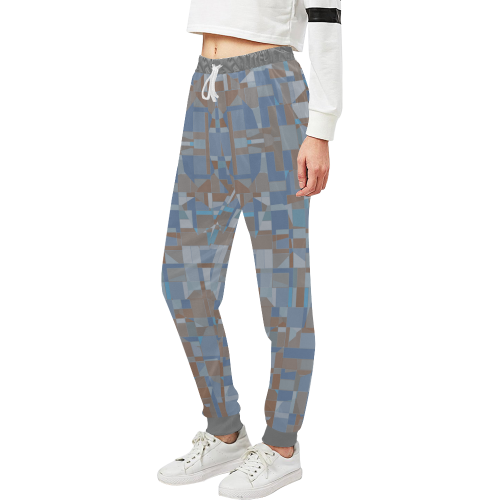 Brown and Grey Geometric Unisex All Over Print Sweatpants (Model L11)