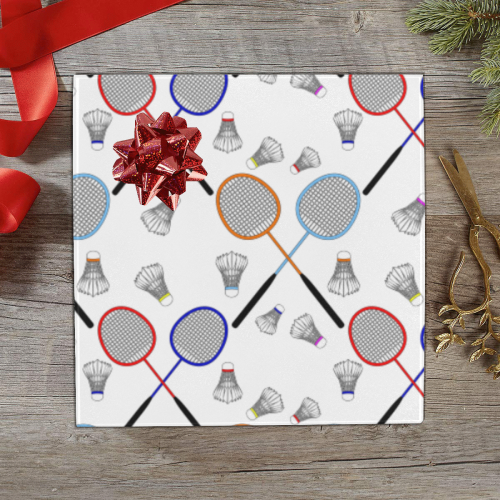 Badminton Rackets and Shuttlecocks Pattern Sports Gift Wrapping Paper 58"x 23" (1 Roll)