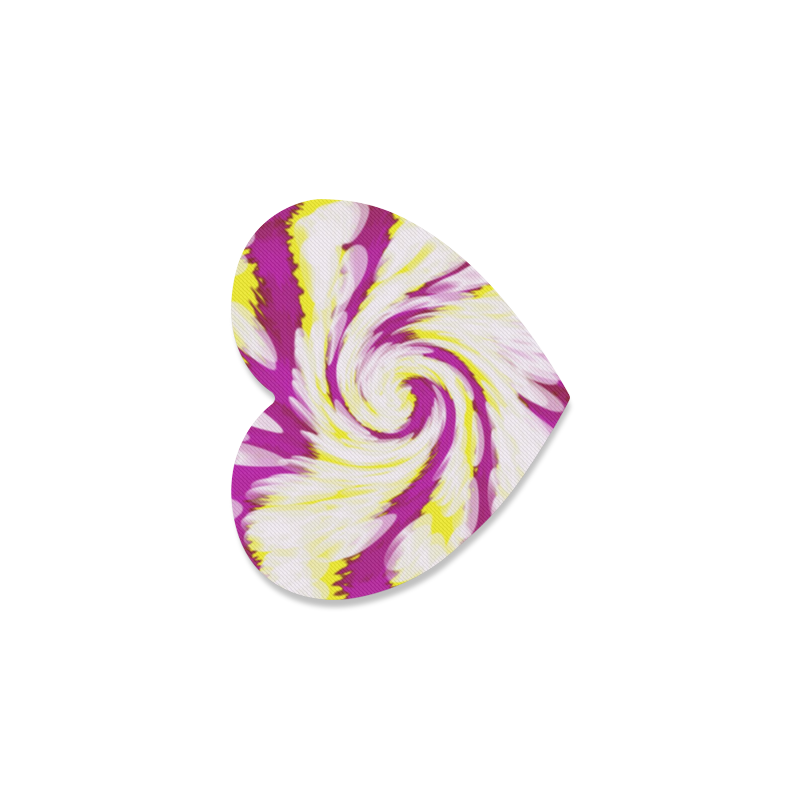 Pink Yellow Tie Dye Swirl Abstract Heart Coaster