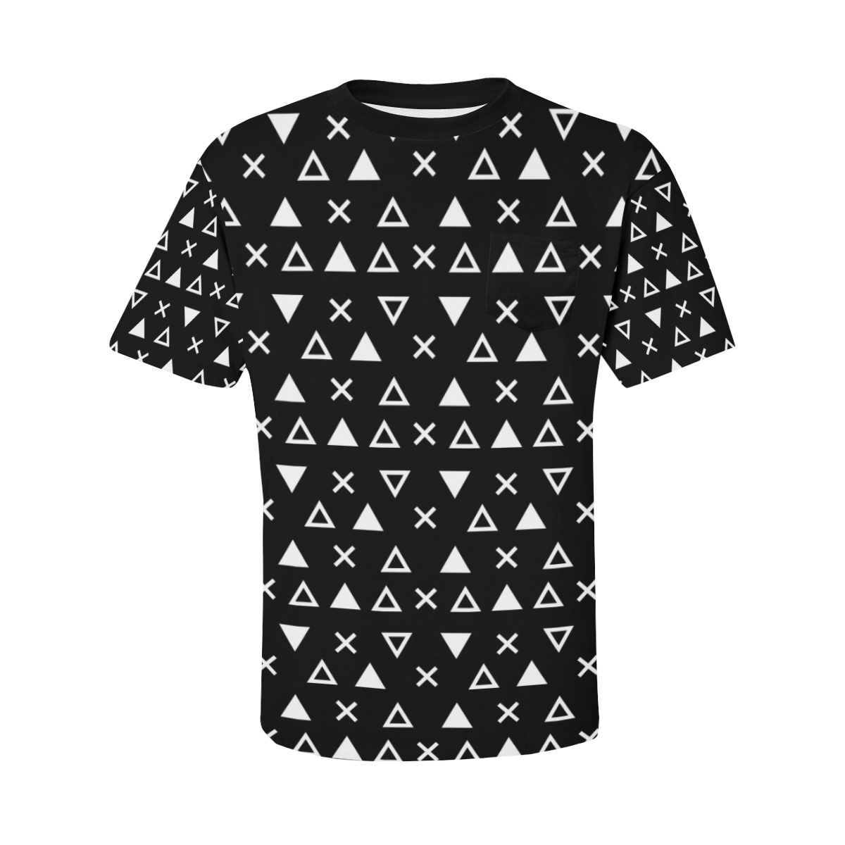 Geo Line Triangle Men's All Over Print T-Shirt with Chest Pocket (Model T56)