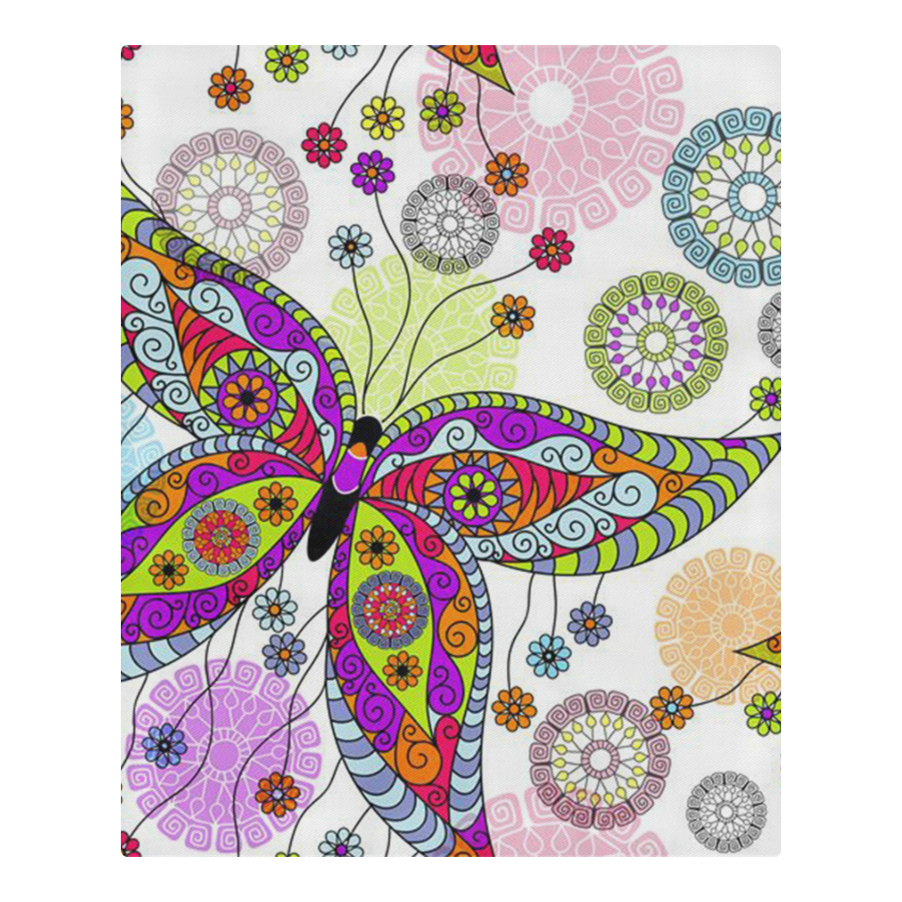 Colorful Butterflies and Flowers V6 3-Piece Bedding Set