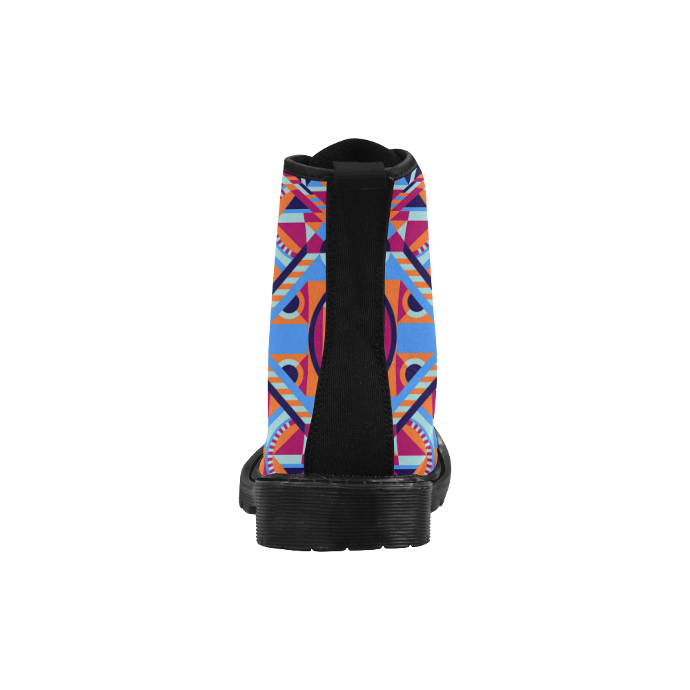 Modern Geometric Pattern Martin Boots for Women (Black) (Model 1203H)